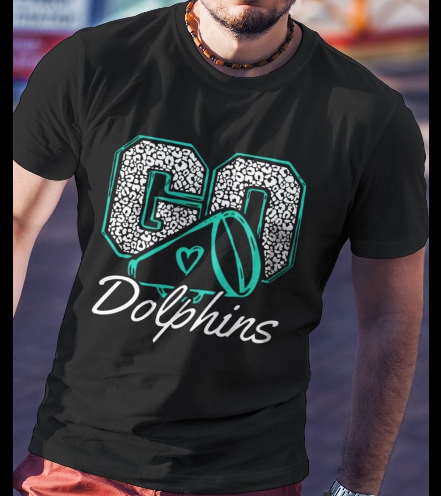 GO Dolphins Cheer Megaphone Heart T-Shirt