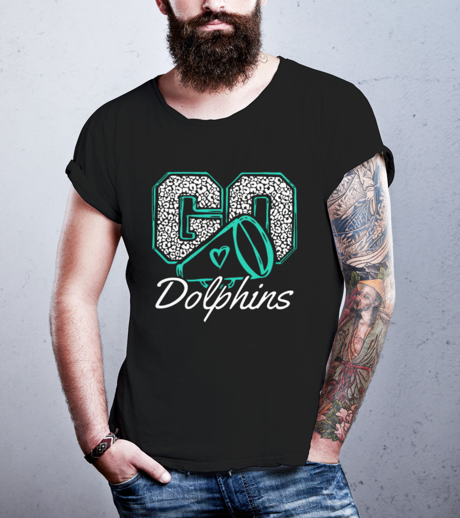 GO Dolphins Cheer Megaphone Heart T-Shirt