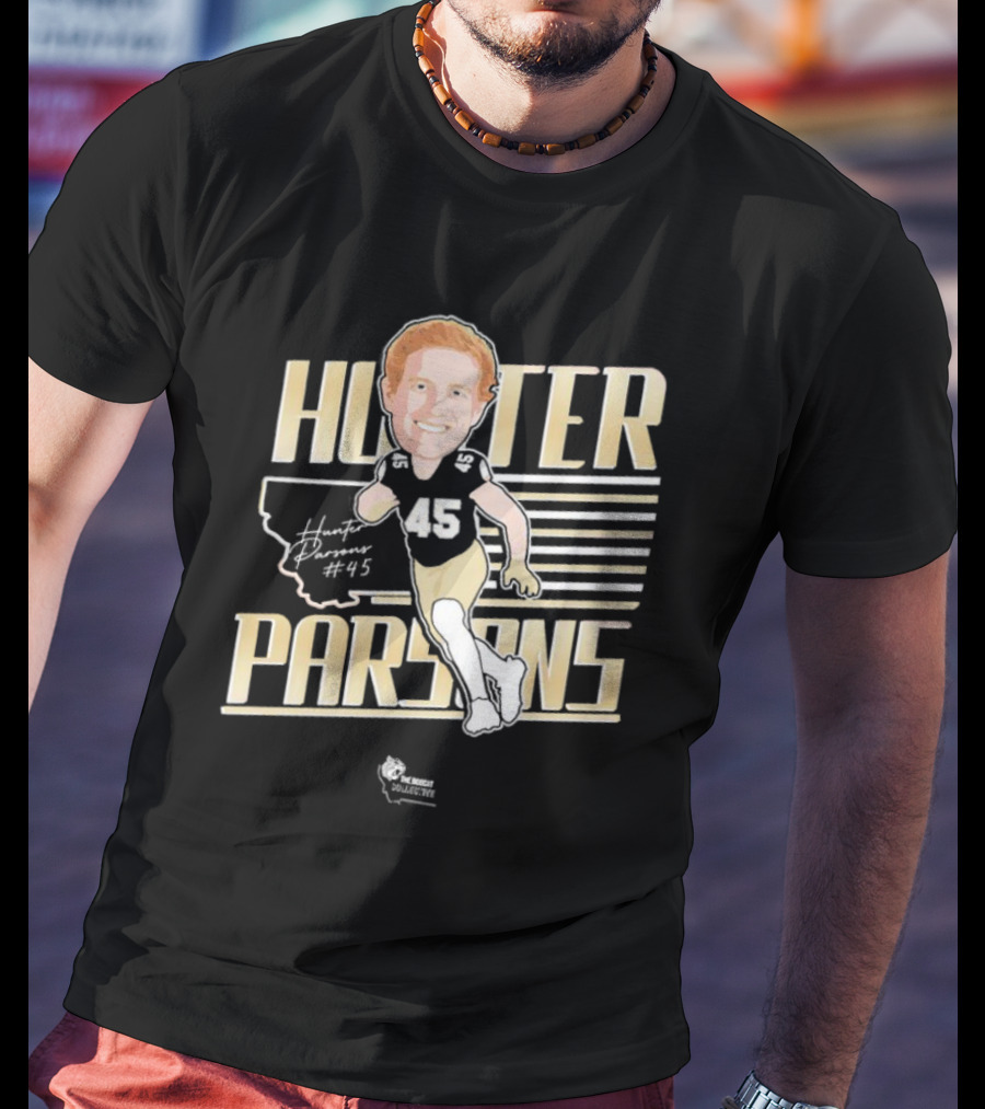Hunter Parsons #45 Caricature Signature Running T-Shirt