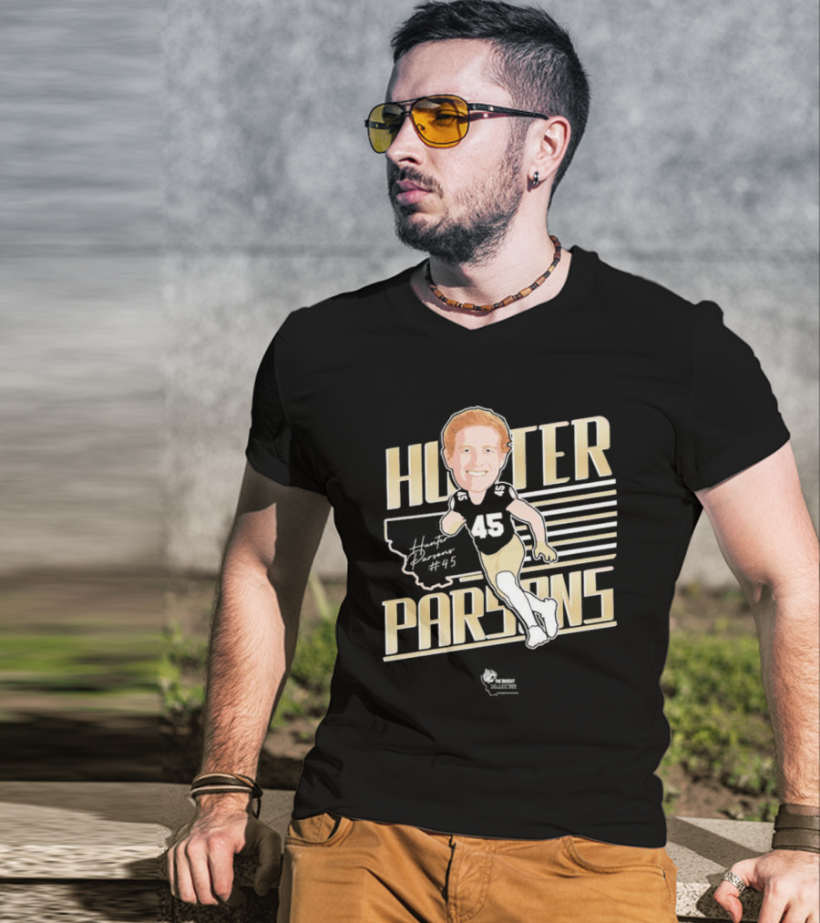 Hunter Parsons #45 Caricature Signature Running T-Shirt