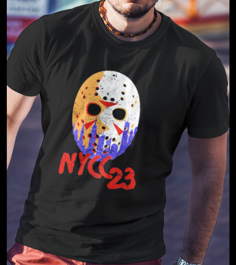 NYCC 23 Jason Voorhees Hockey Mask Skyline T-Shirt