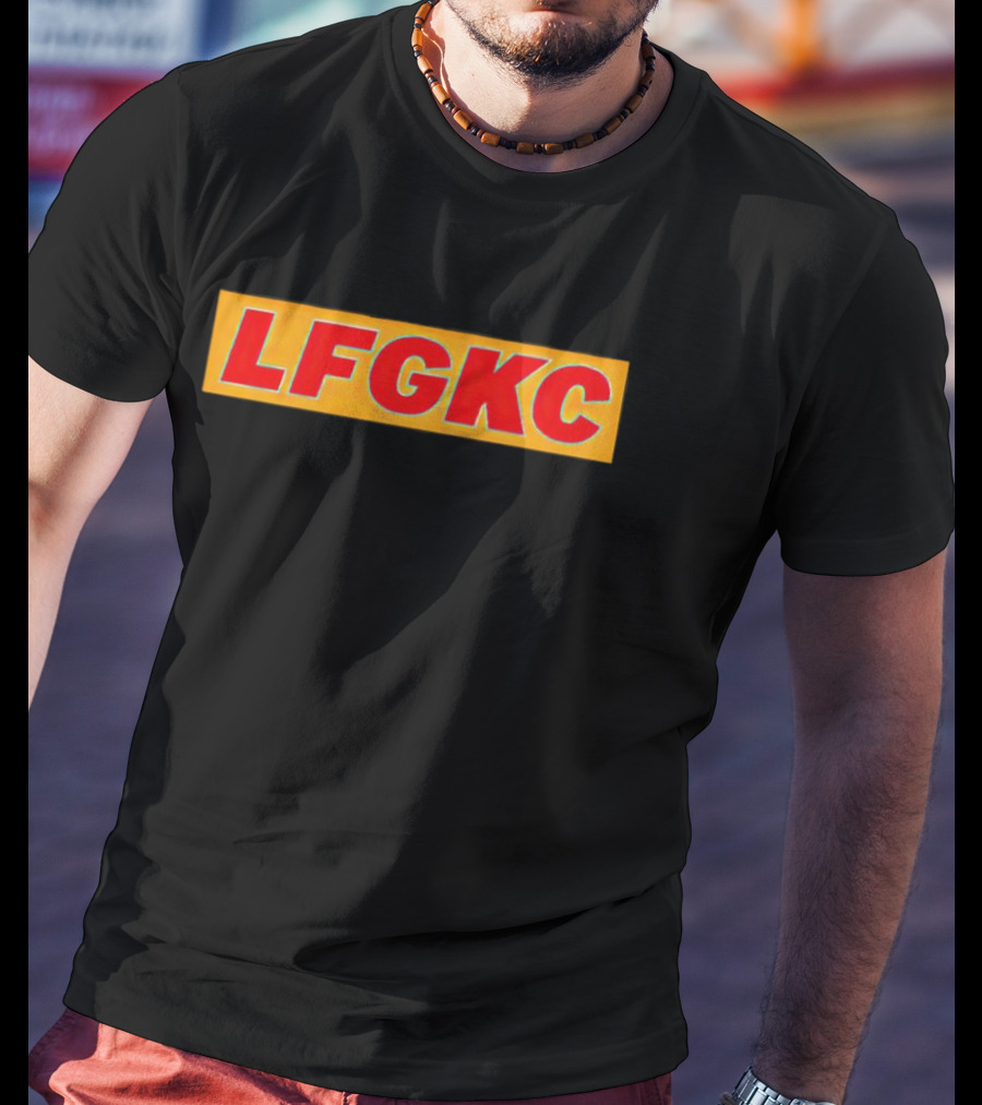Kansas City Chiefs LFGKC Bold Red Text On Yellow Banner NFL Team Support T-Shirt