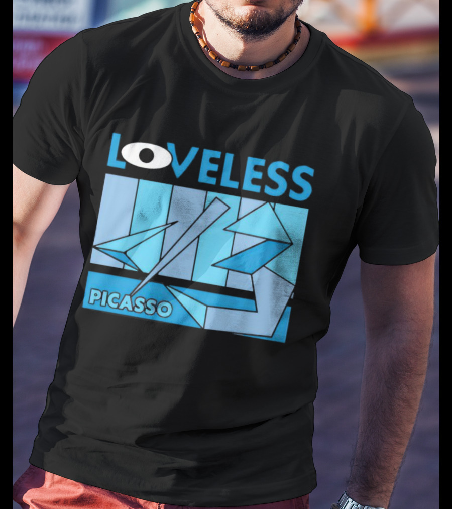 Loveless Picasso Abstract Eye Blue Geometric T-Shirt