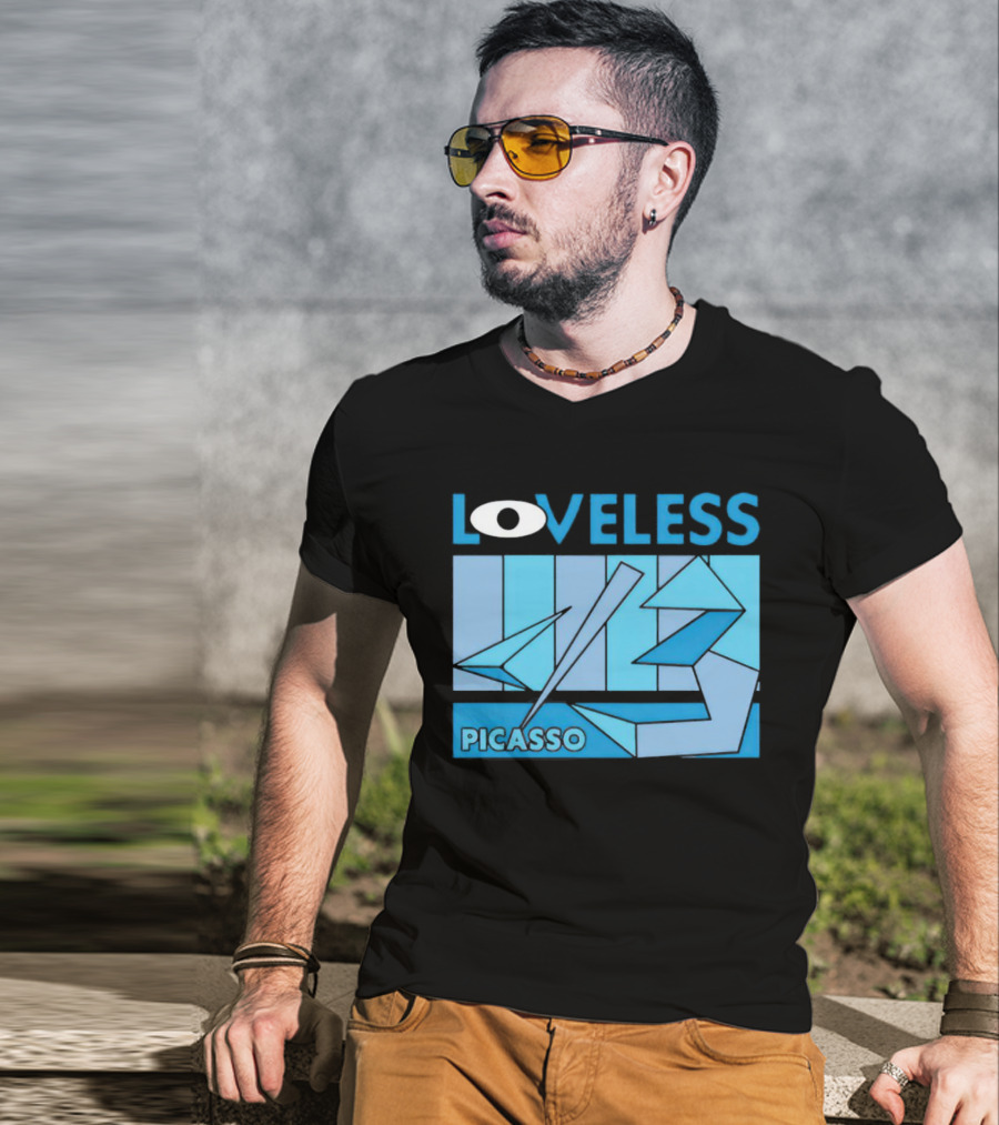 Loveless Picasso Abstract Eye Blue Geometric T-Shirt