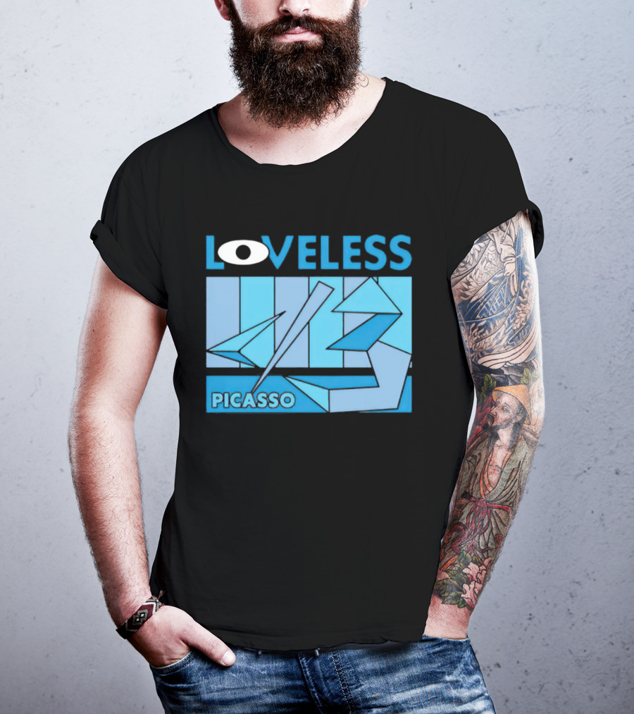 Loveless Picasso Abstract Eye Blue Geometric T-Shirt