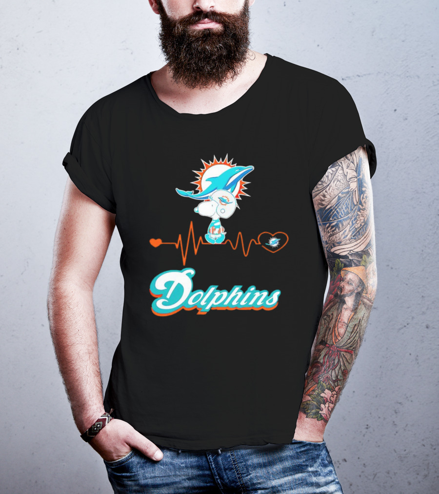 Snoopy Dolphins Heartbeat Miami Dolphins T-Shirt