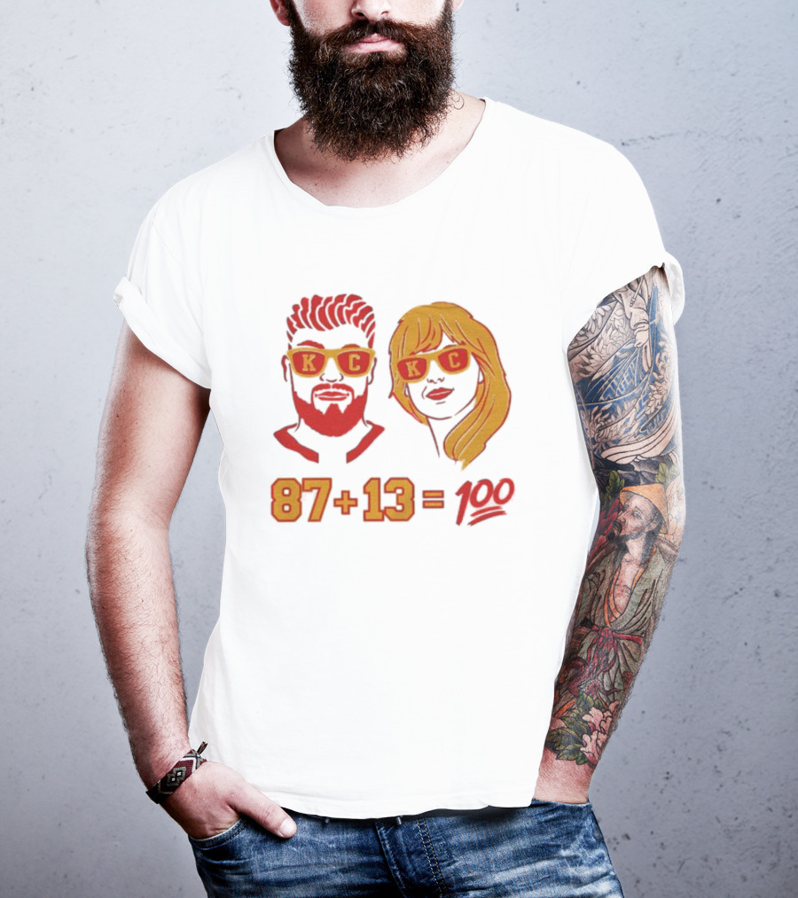 87+13=100 KC Sunglasses Red And Yellow T-Shirt