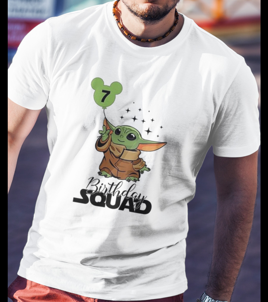 Baby Yoda Star Wars Birthday Squad 7 T-Shirt