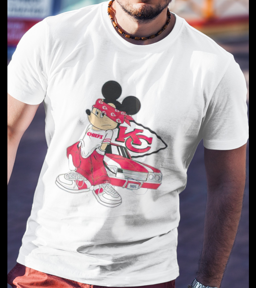 Mickey Mouse Chiefs KC Car Posing Kansas City Chiefs T-Shirt