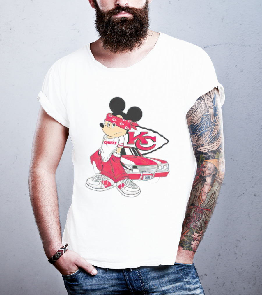 Mickey Mouse Chiefs KC Car Posing Kansas City Chiefs T-Shirt
