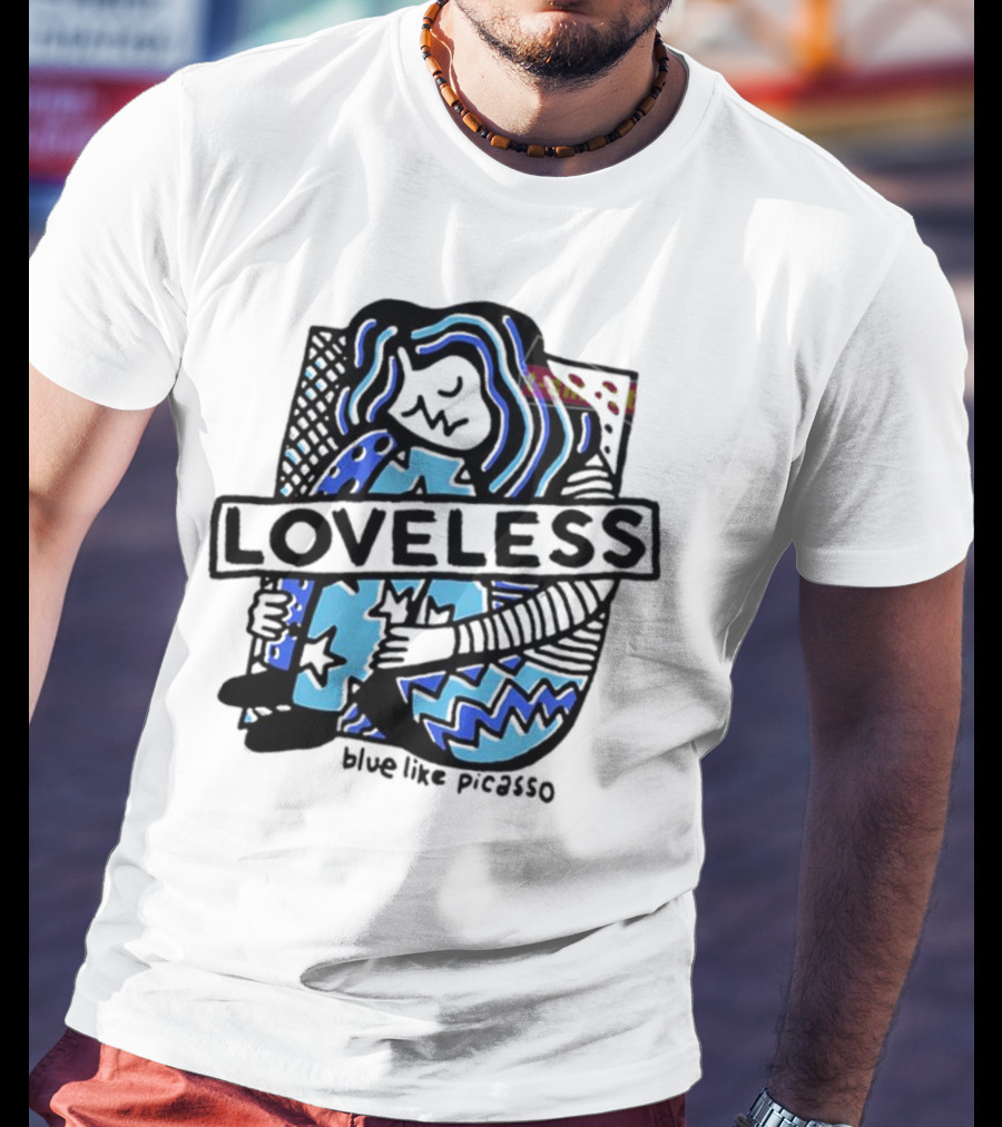 Loveless Blue Like Picasso Stars And Zigzags T-Shirt