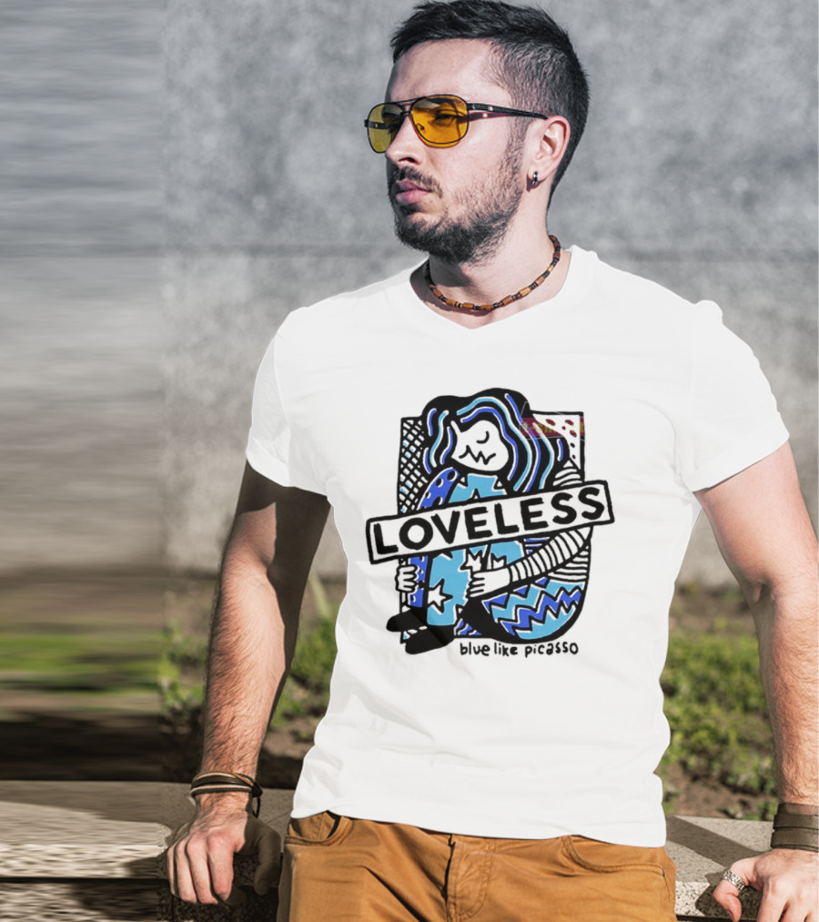 Loveless Blue Like Picasso Stars And Zigzags T-Shirt