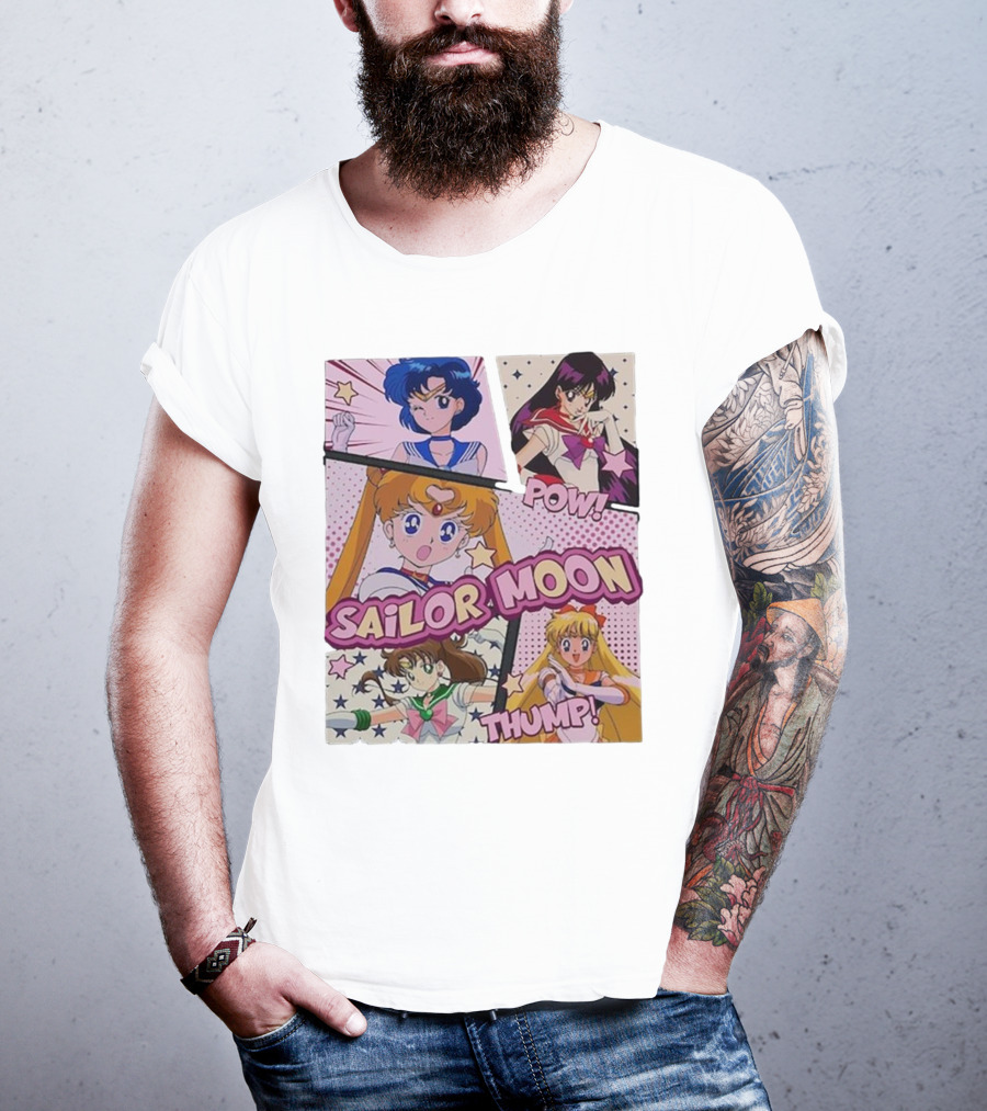 Sailor Moon Pow Thump Vintage Style With Sailor Moon Characters T-Shirt