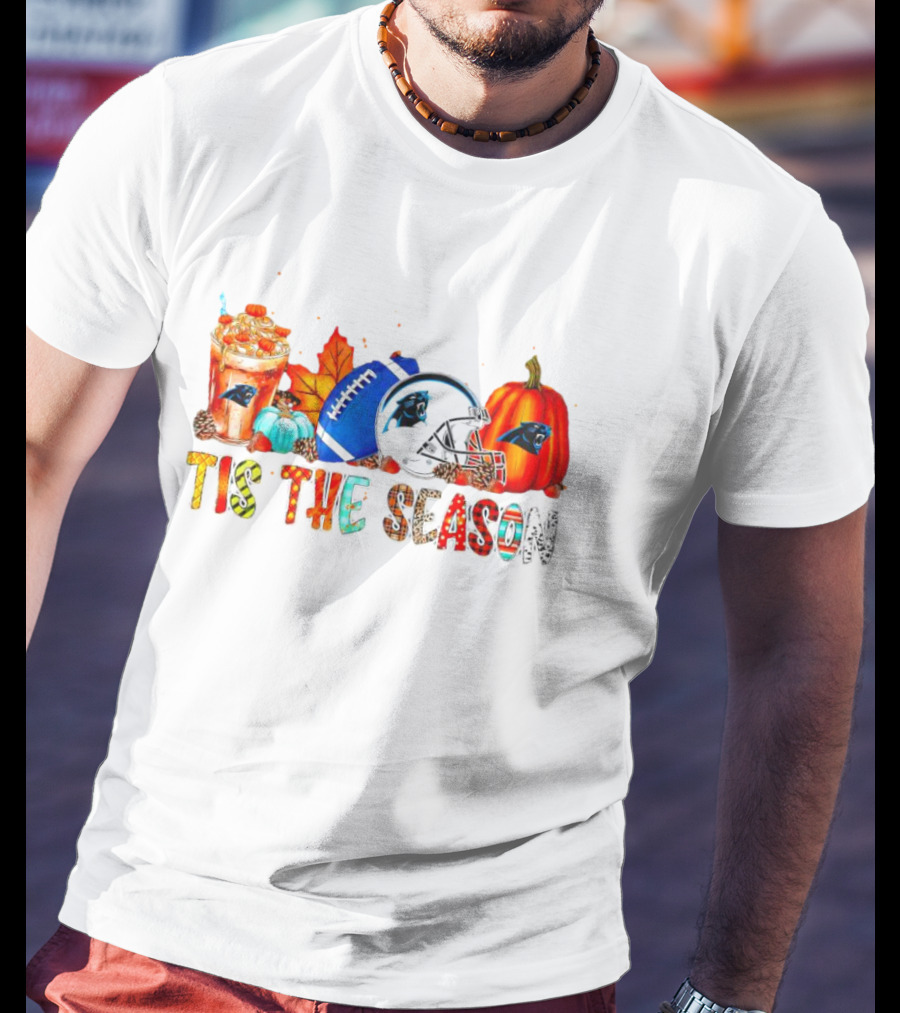 Carolina Panthers Tis The Season Halloween Football Pumpkins Fall Decor T-Shirt