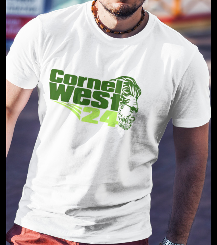 Cornel West 24 Bust Portrait In Green T-Shirt