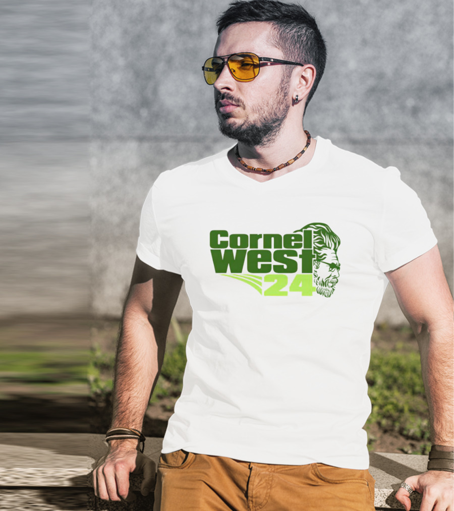 Cornel West 24 Bust Portrait In Green T-Shirt