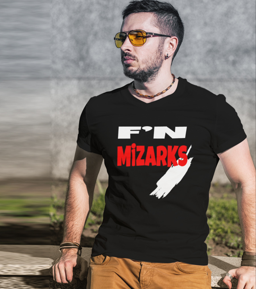 F'N Mizarks Bold Red And White Text With Brushstroke T-Shirt