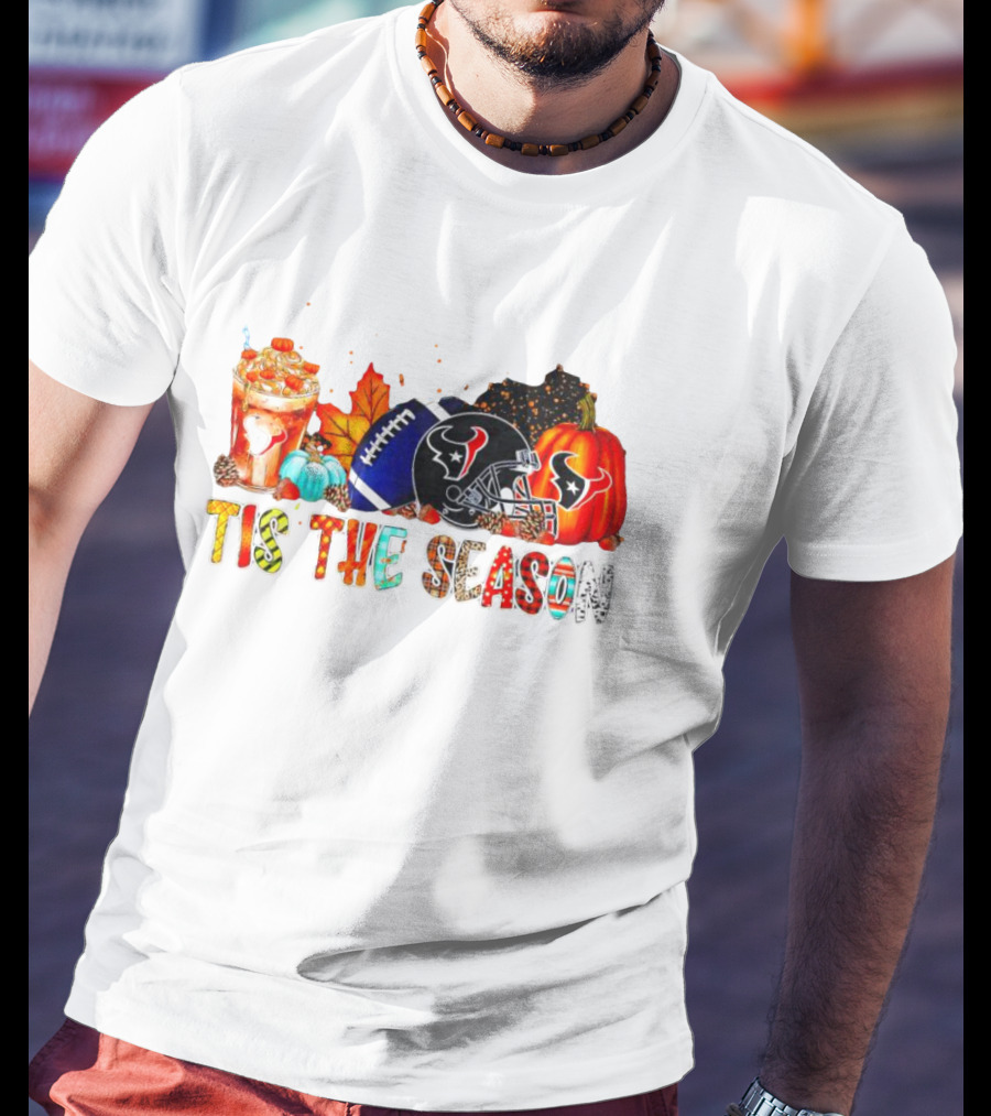 Houston Texans Tis The Season Halloween Football Pumpkins Fall Decor T-Shirt