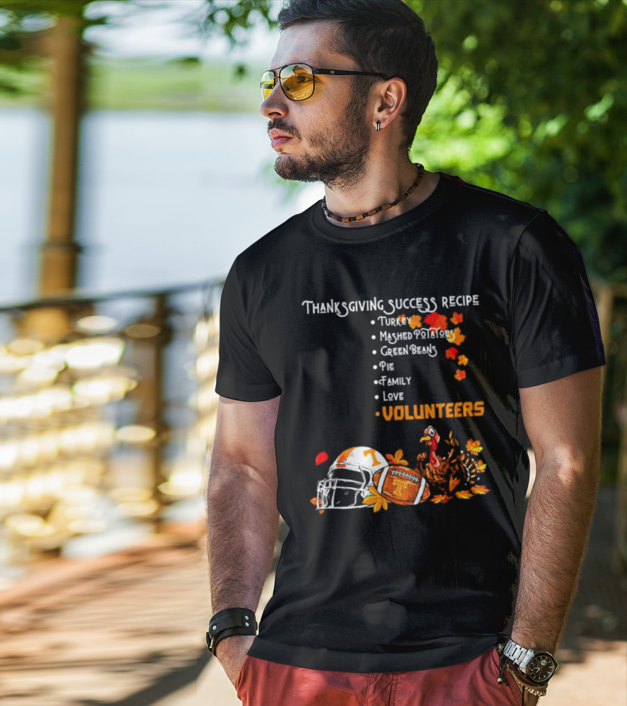 Thanksgiving Success Recipe Turkey Volunteers Football Helmet Tennessee T-Shirt