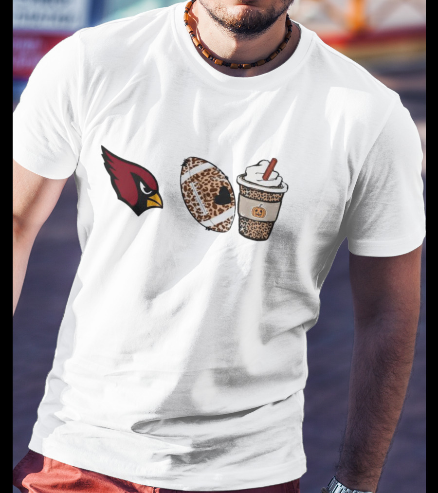 Arizona Cardinals Leopard Print Football Pumpkin Latte T-Shirt