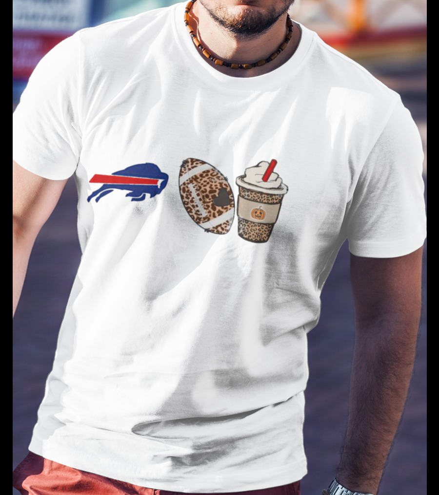 Buffalo Bills Fall Leopard Football Pumpkin Spice Coffee T-Shirt