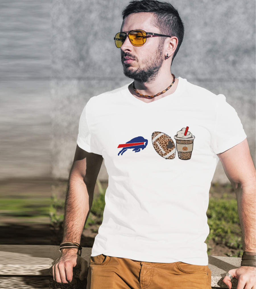Buffalo Bills Fall Leopard Football Pumpkin Spice Coffee T-Shirt