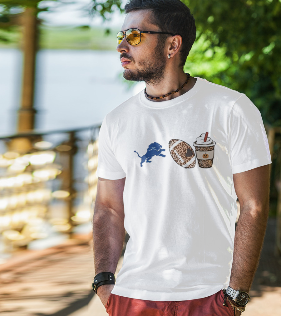 Detroit Lions Leopard Football Pumpkin Spice Fall Season T-Shirt