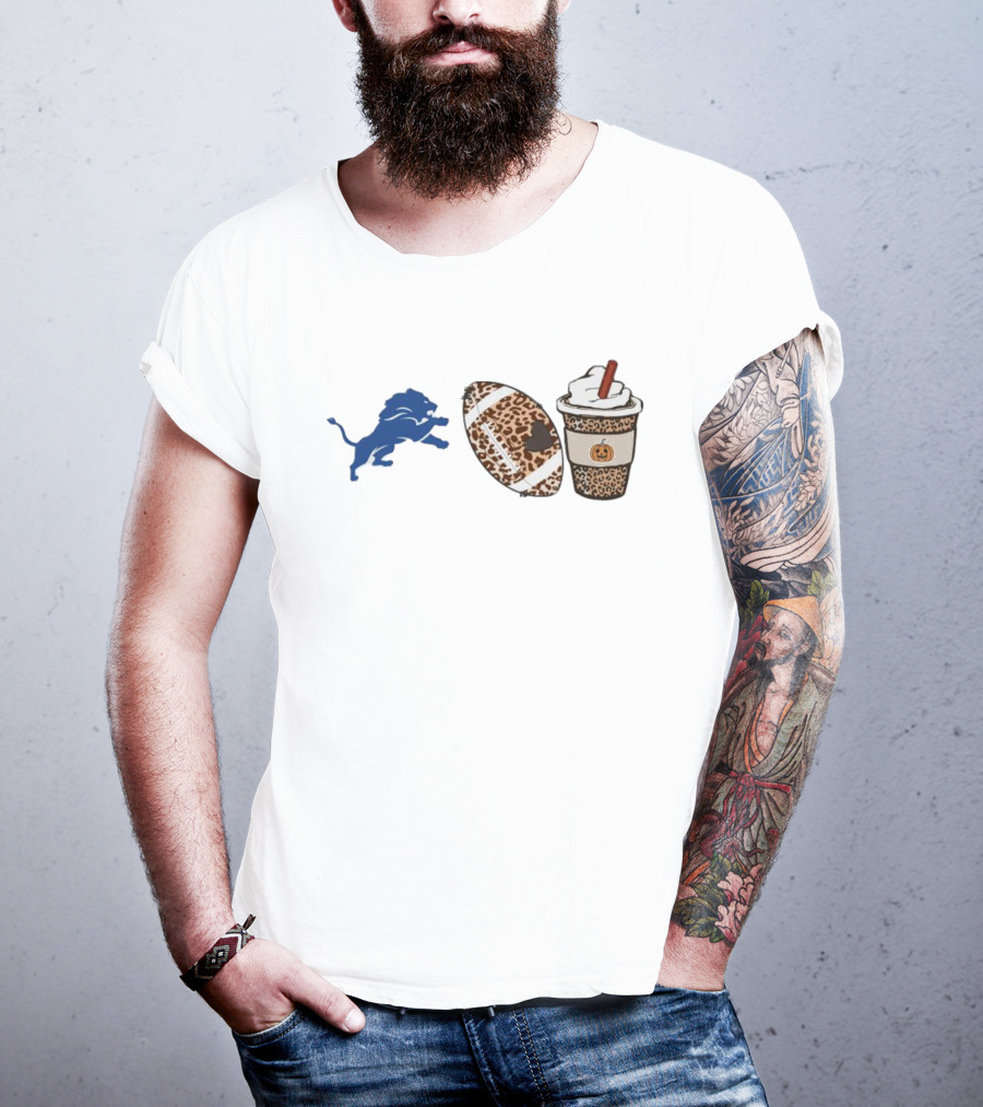 Detroit Lions Leopard Football Pumpkin Spice Fall Season T-Shirt