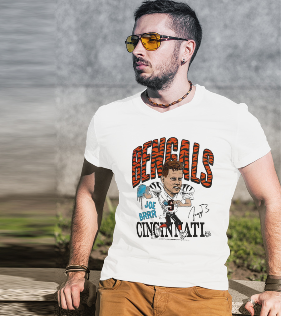 Bengals Joe Burrow Caricature Joe Brrr Cincinnati T-Shirt