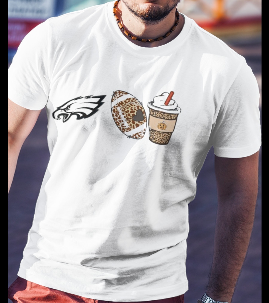 Philadelphia Eagles Leopard Football Fall Season Pumpkin Cup T-Shirt