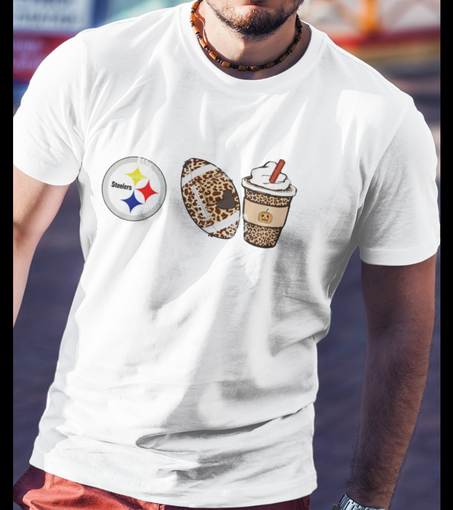 Pittsburgh Steelers Leopard Print Football Pumpkin Spice Fall Season T-Shirt