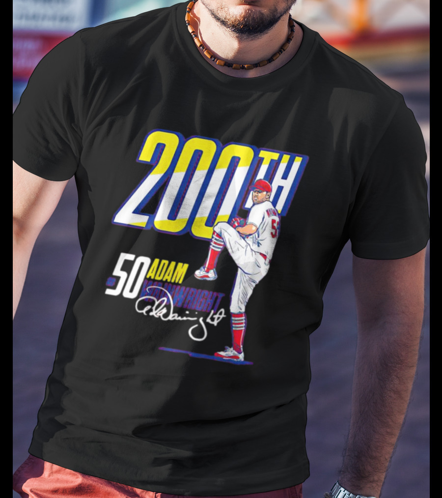 200th Win Adam Wainwright 50 Signature Baseball Player T-Shirt
