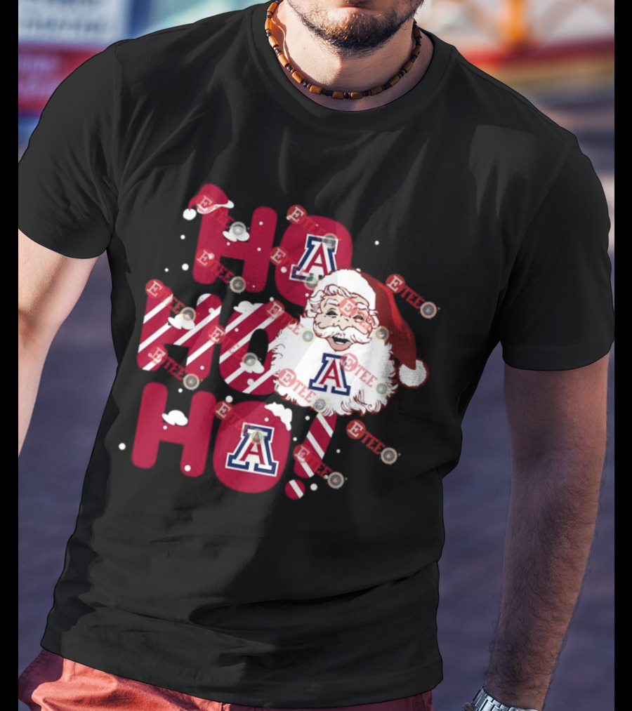 Arizona Wildcats Santa Claus Ho Ho Ho Christmas Holiday Spirit T-Shirt