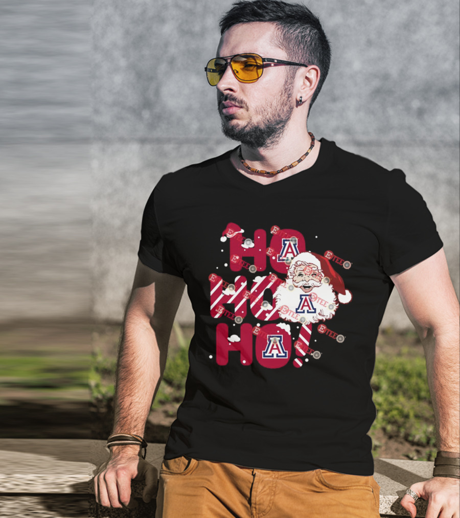 Arizona Wildcats Santa Claus Ho Ho Ho Christmas Holiday Spirit T-Shirt