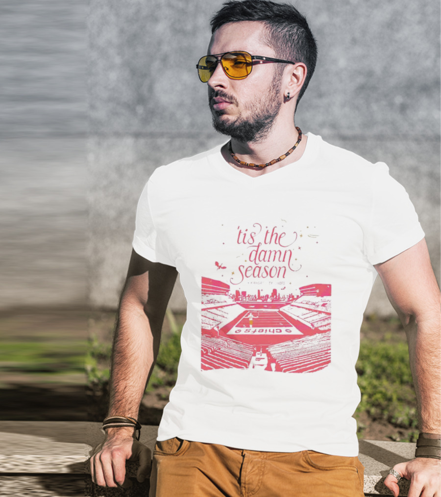 Chiefs Stadium 'Tis The Damn Season Football Night Lights T-Shirt