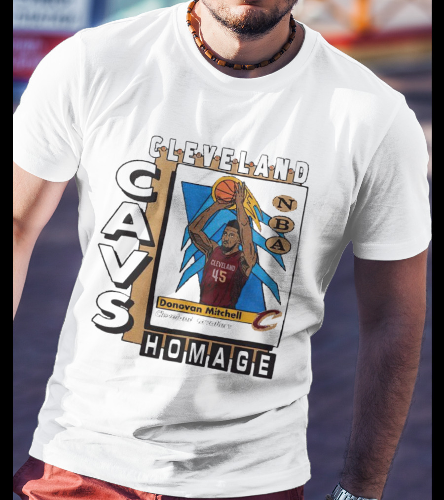 Cleveland Cavs Donovan Mitchell NBA Homage Trading Card T-Shirt