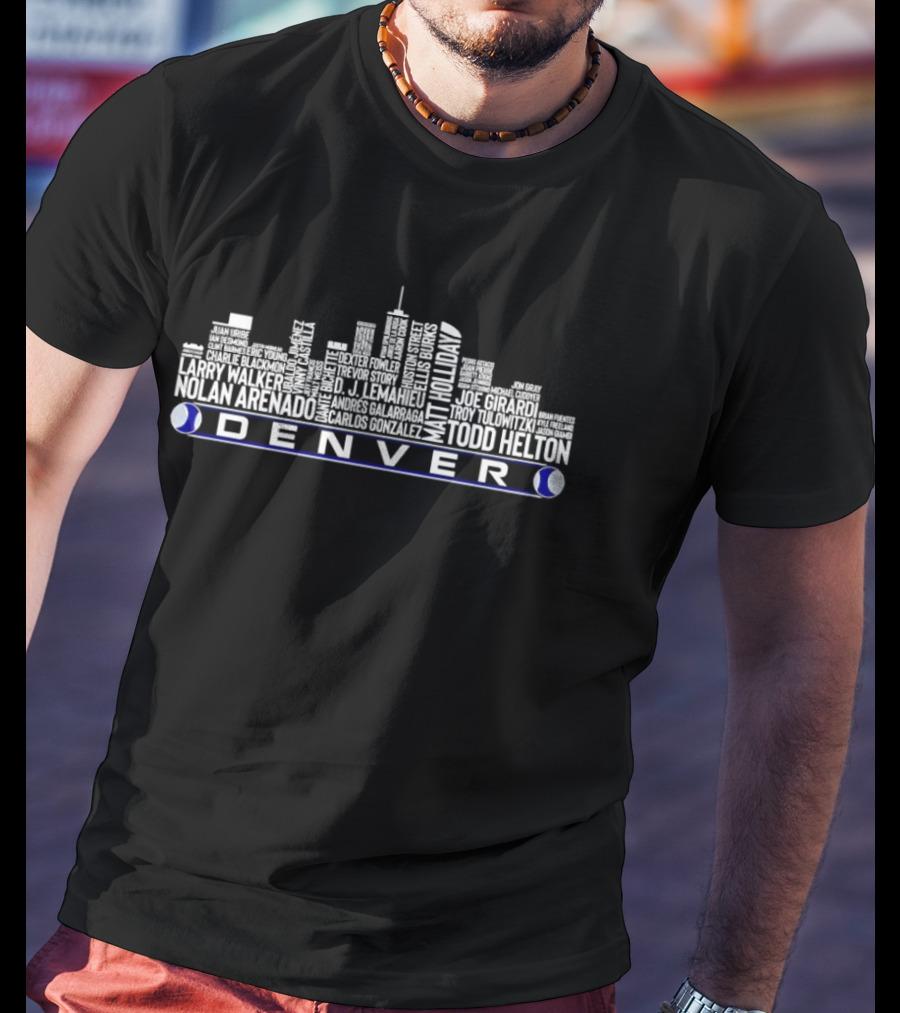 Denver Skyline Baseball Legends Names T-Shirt