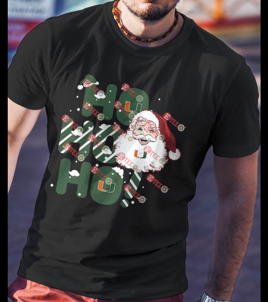 Ho Ho Ho Miami Hurricanes Santa Claus Christmas T-Shirt