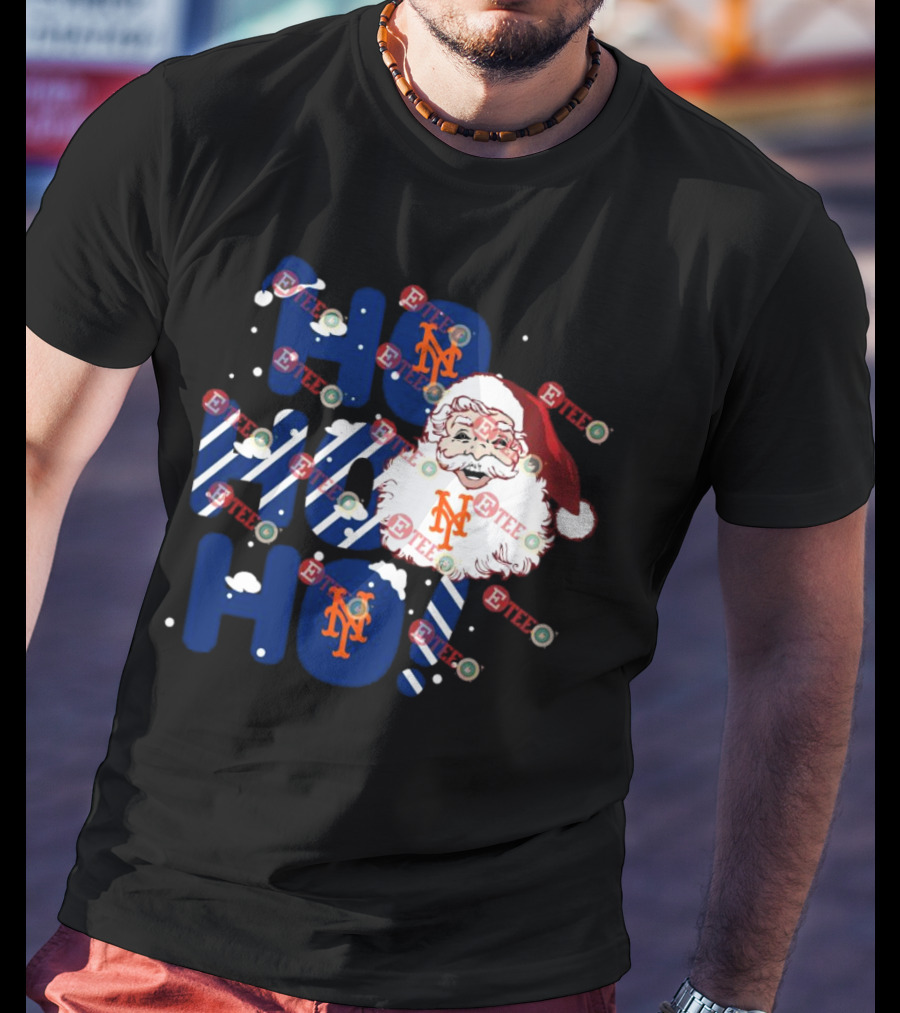 New York Mets Santa Claus Ho Ho Ho Christmas Festive T-Shirt