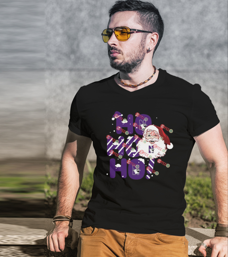 Northwestern Wildcats Santa Claus Ho Ho Ho Christmas Snowflakes T-Shirt