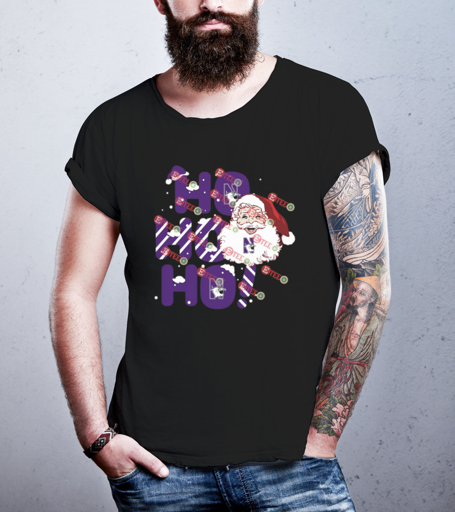 Northwestern Wildcats Santa Claus Ho Ho Ho Christmas Snowflakes T-Shirt