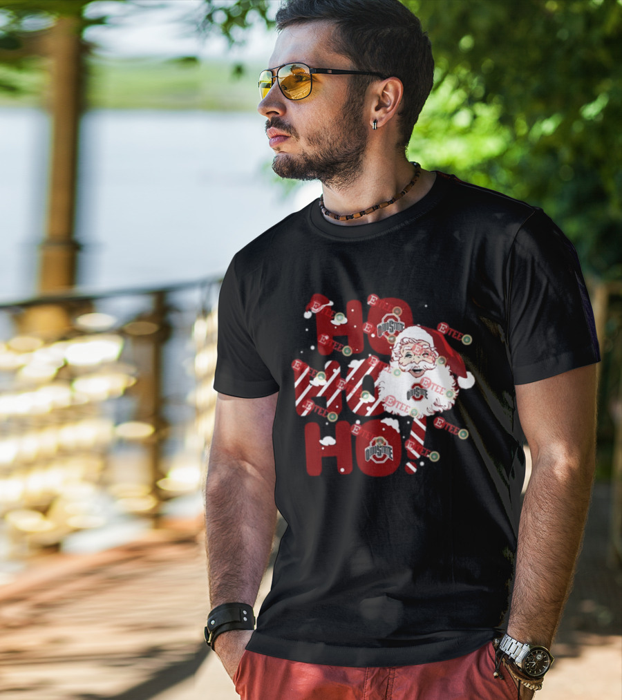 Ohio State Buckeyes Santa Claus Ho Ho Ho Christmas Holiday Spirit T-Shirt