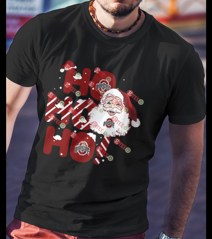 Ohio State Buckeyes Santa Claus Ho Ho Ho Christmas Holiday Spirit T-Shirt