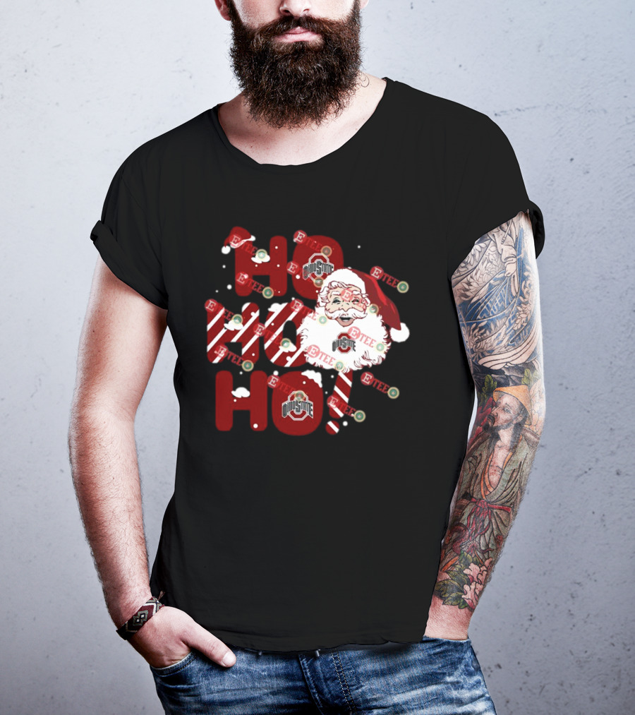 Ohio State Buckeyes Santa Claus Ho Ho Ho Christmas Holiday Spirit T-Shirt