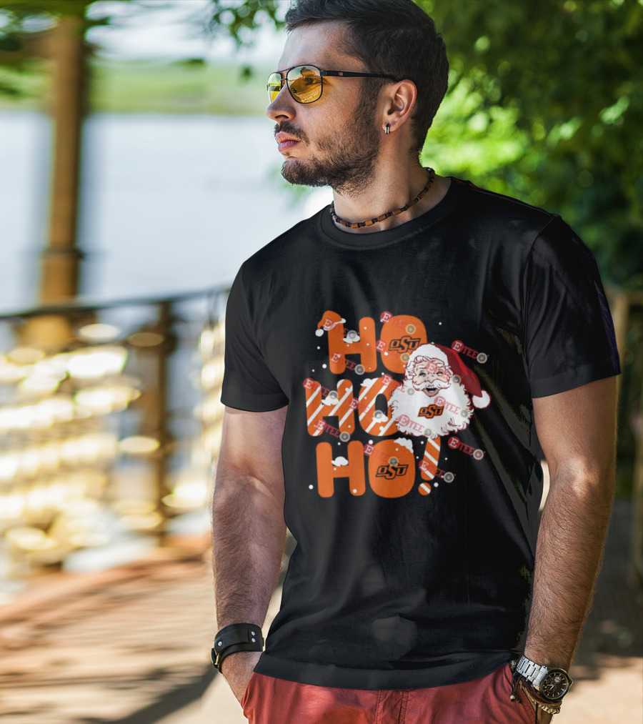 Oklahoma State Cowboys OSU Santa Claus Ho Ho Ho Christmas T-Shirt