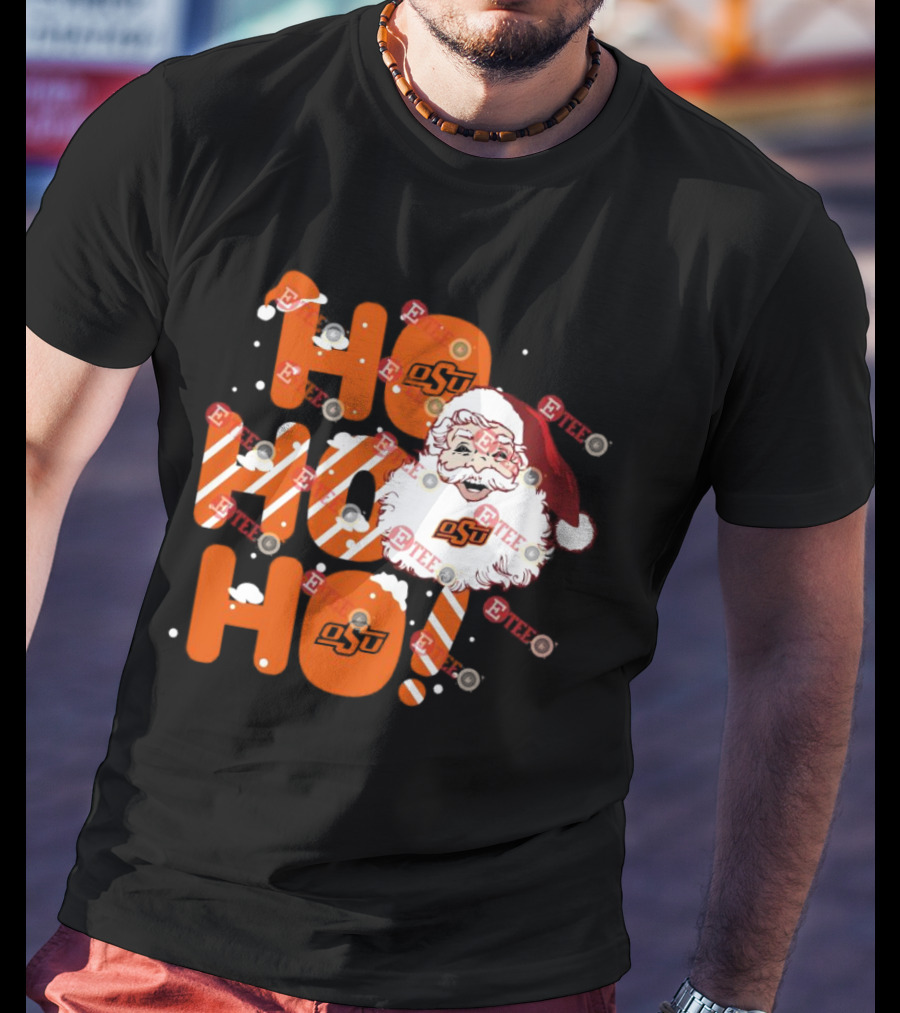 Oklahoma State Cowboys OSU Santa Claus Ho Ho Ho Christmas T-Shirt