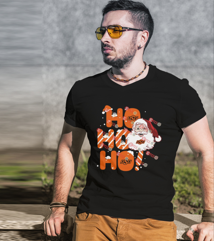 Oklahoma State Cowboys OSU Santa Claus Ho Ho Ho Christmas T-Shirt