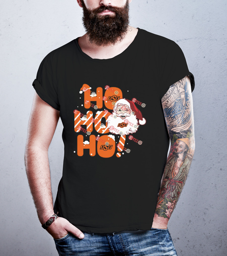 Oklahoma State Cowboys OSU Santa Claus Ho Ho Ho Christmas T-Shirt