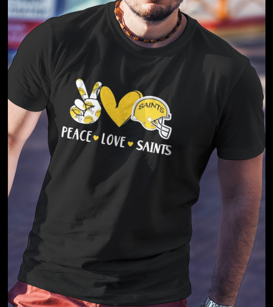 Peace Love New Orleans Saints Football Helmet T-Shirt