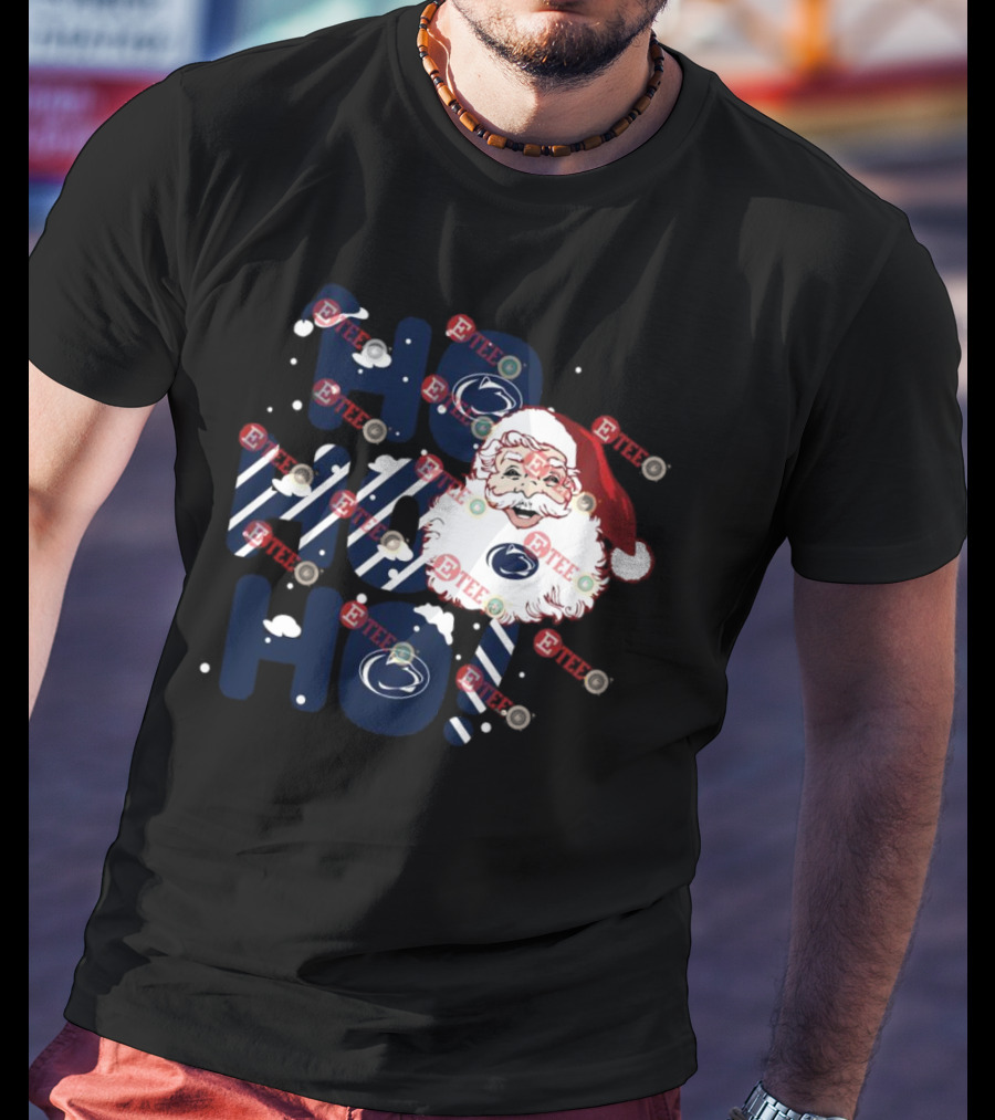 Penn State Nittany Lions Santa Claus Ho Ho Ho Christmas Snowflakes T-Shirt